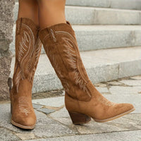Women's Stunning Suede Knee High Cowboy Boots with Block Heel