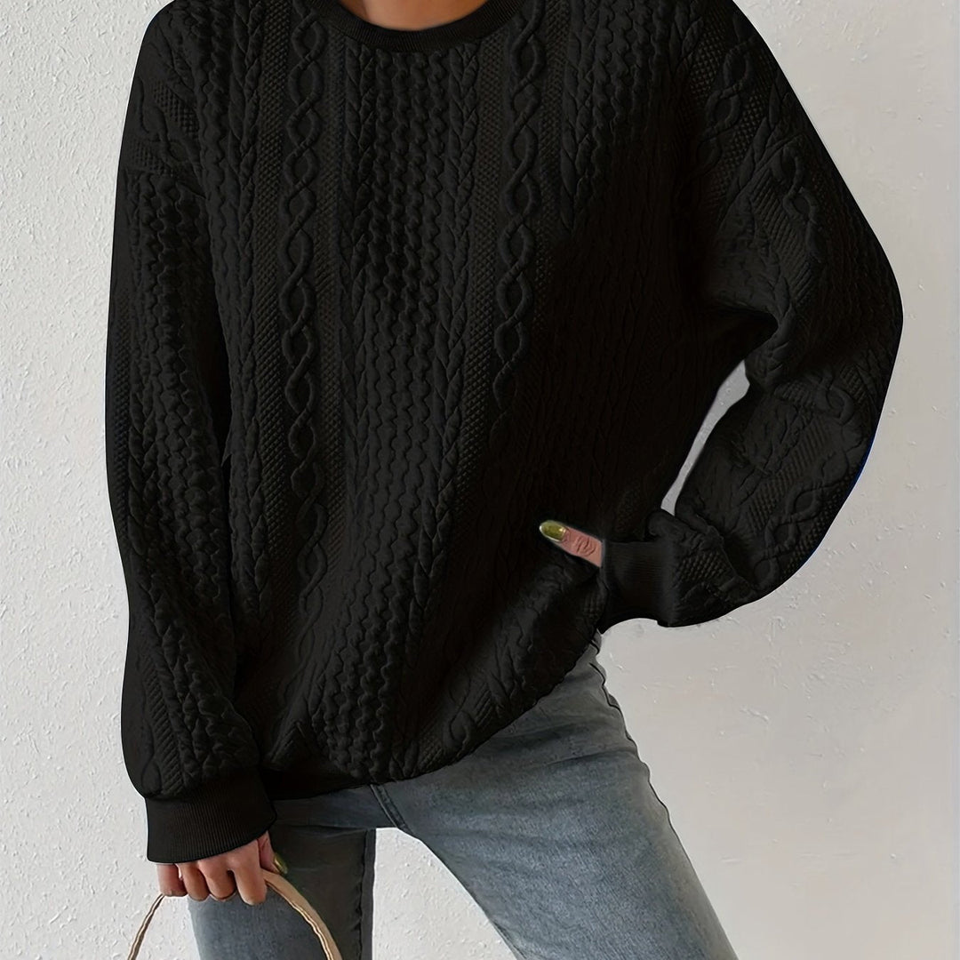 Women's Lightweight Cable Knit Crewneck Sweatshirt