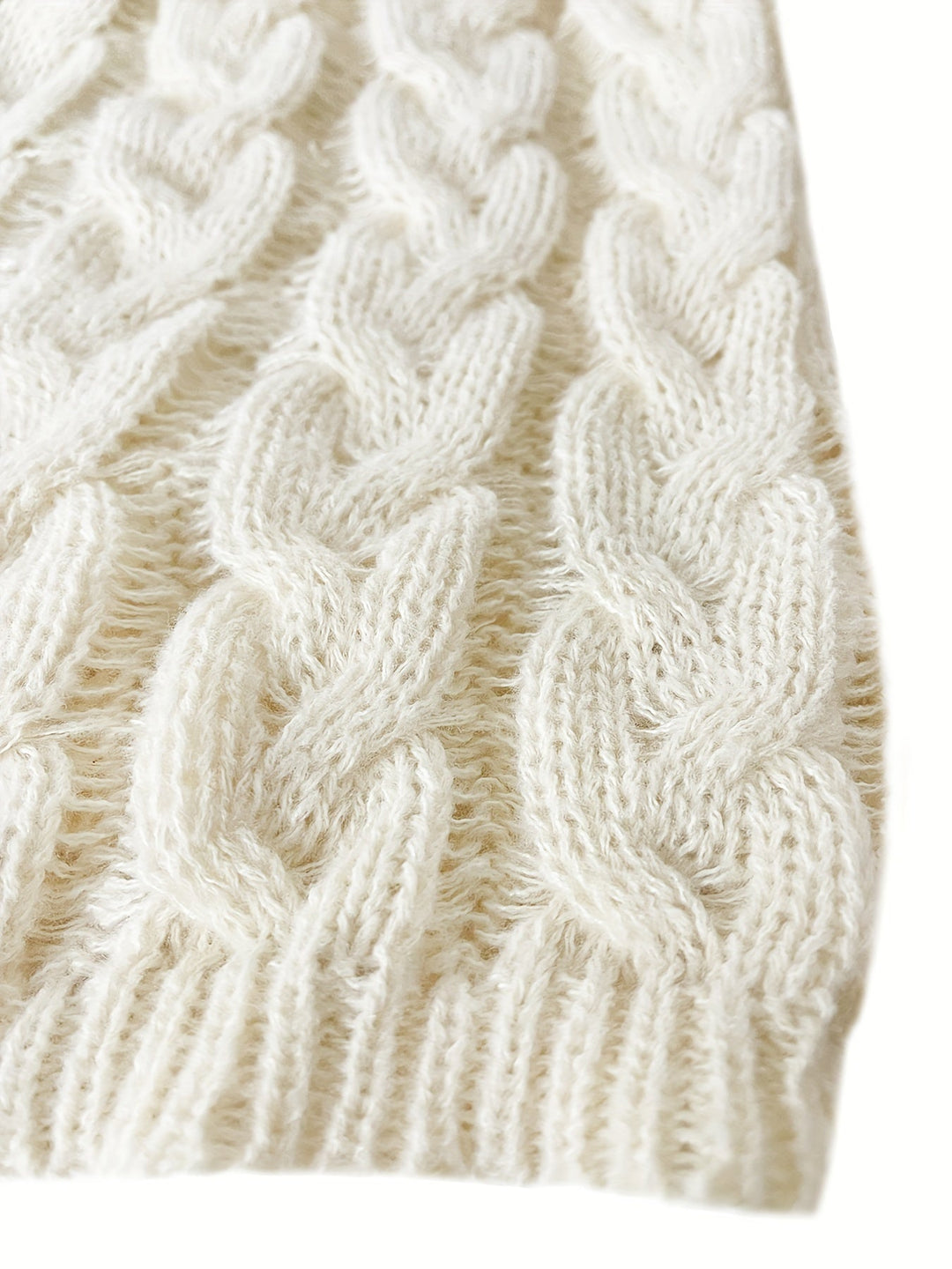 Women's Relaxed Cable Knit V-Neck Sweater