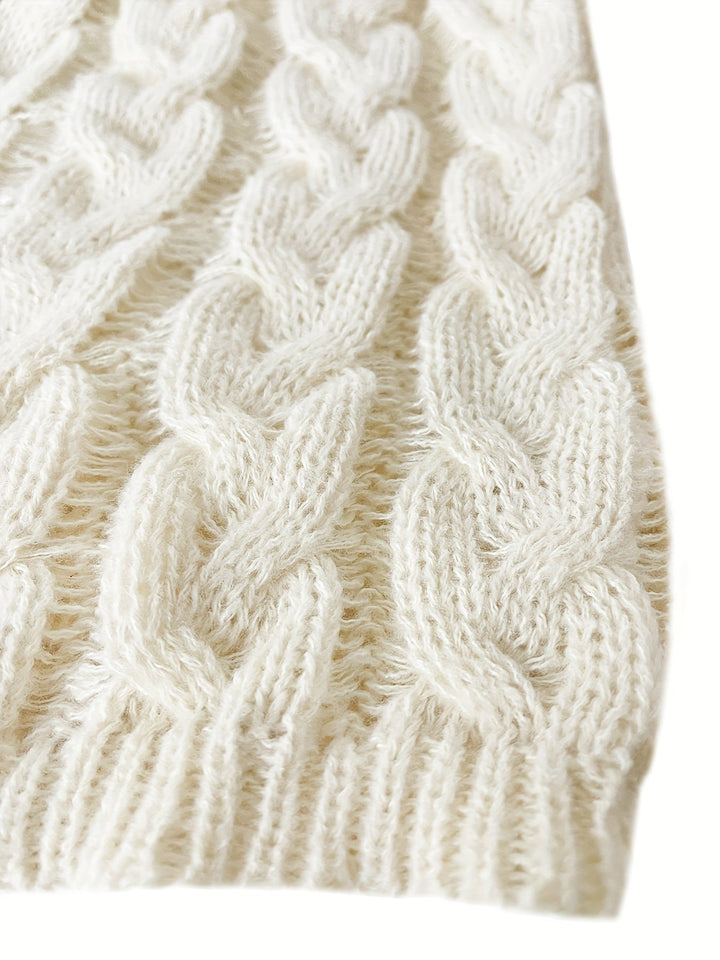 Women's Relaxed Cable Knit V-Neck Sweater