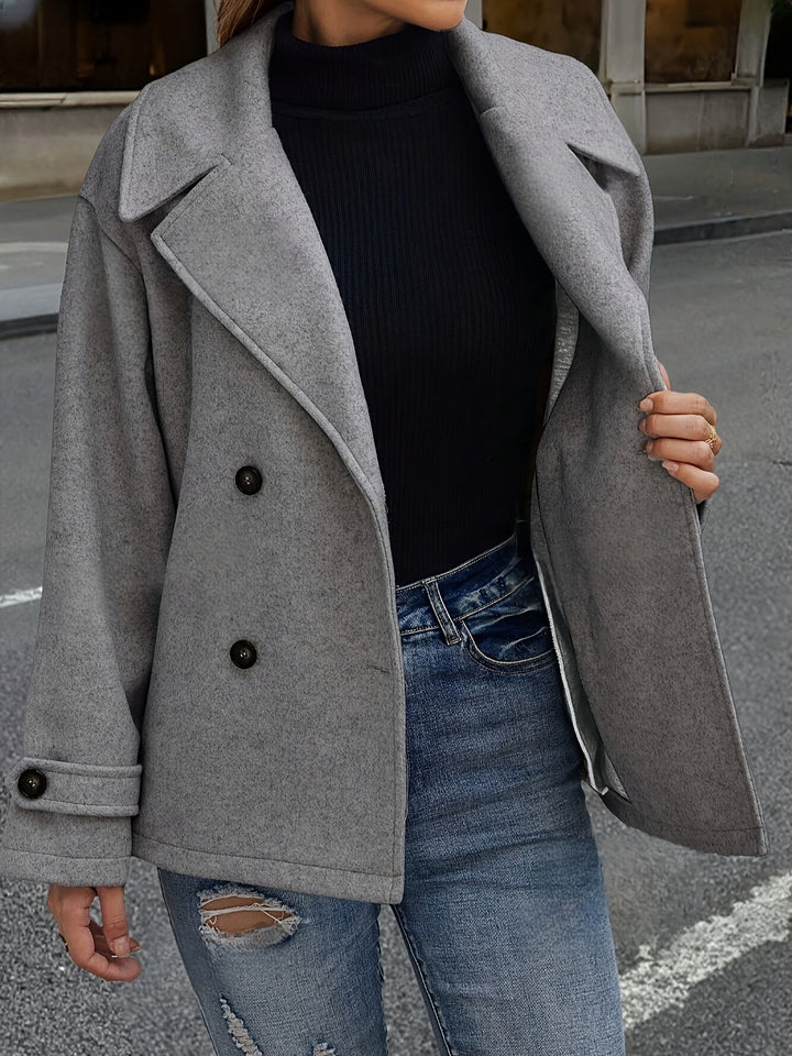 Women's Vintage-Inspired Double-Breasted Wool Pea Coat