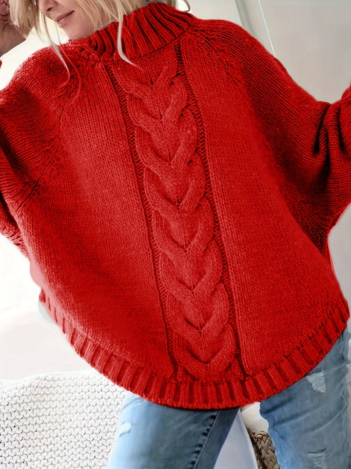 Women's Timeless Cable Knit Mock Neck Sweater