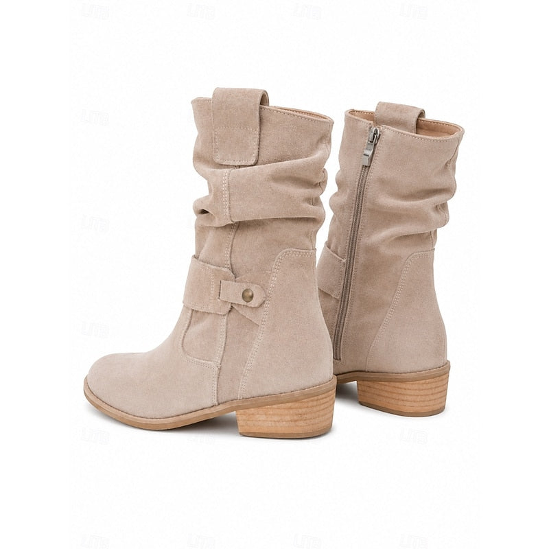 Women's Effortless Suede Ankle Boots with Block Heel