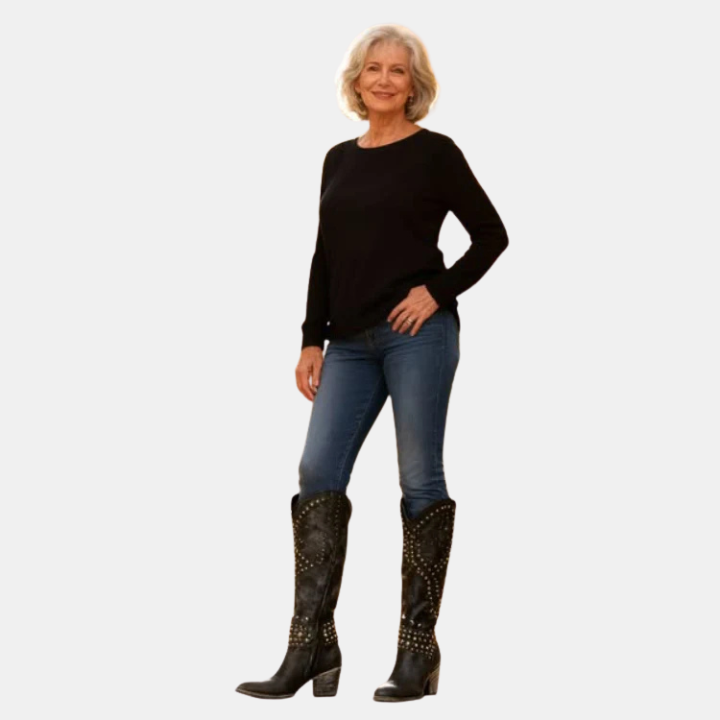 Knee-High Cowboy Pointed Toe Boots