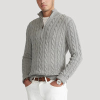 Men's Stylish Cable Knit Zip Up Sweater