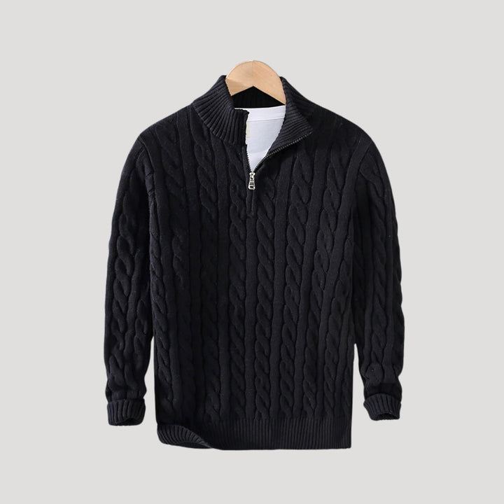 Men's Stylish Cable Knit Zip Up Sweater