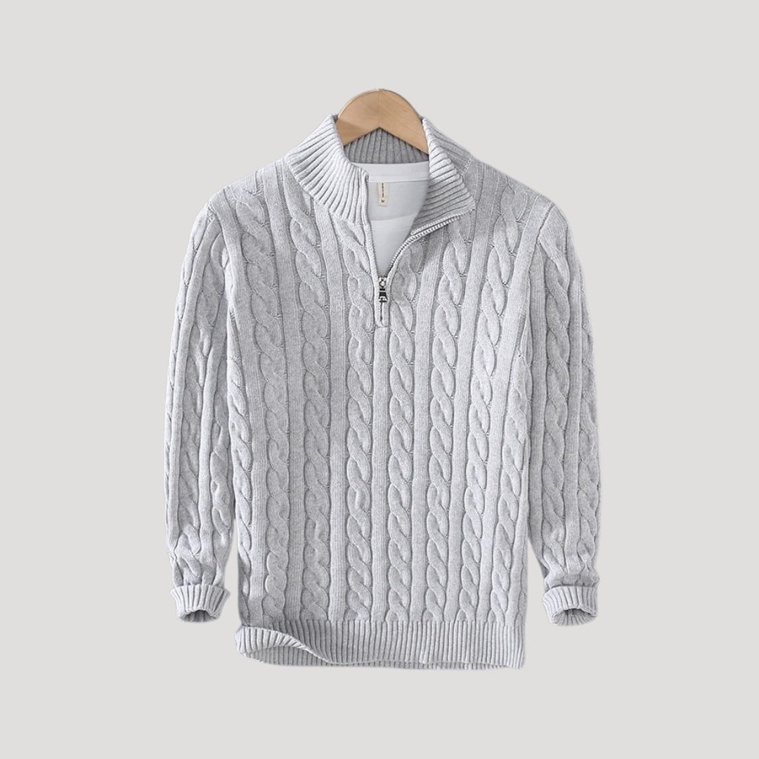 Men's Stylish Cable Knit Zip Up Sweater