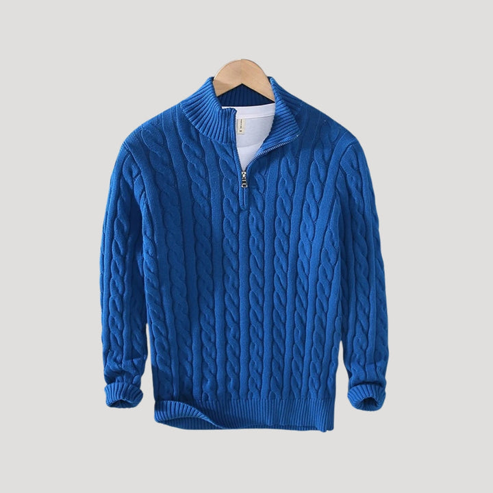 Men's Stylish Cable Knit Zip Up Sweater