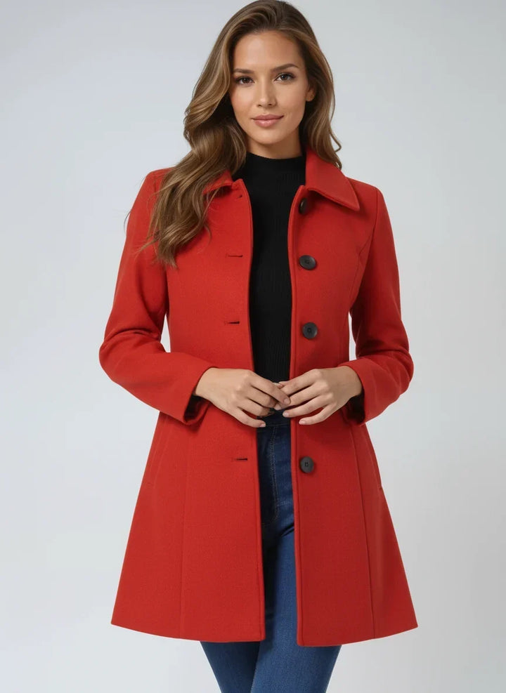 Women's Flattering Button-Front Trench Coat