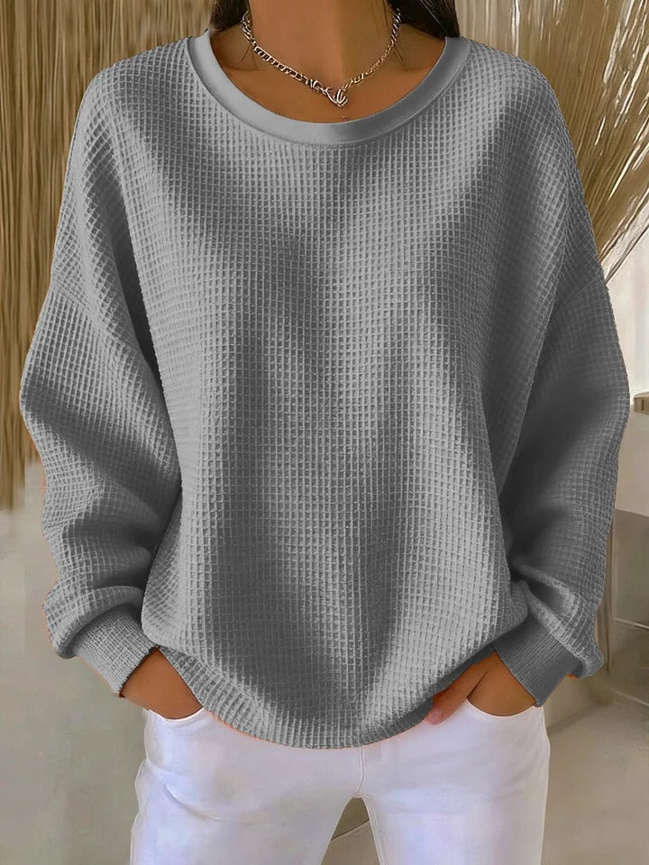 Women's Refined Oversized Crewneck Ribbed Knit Sweater
