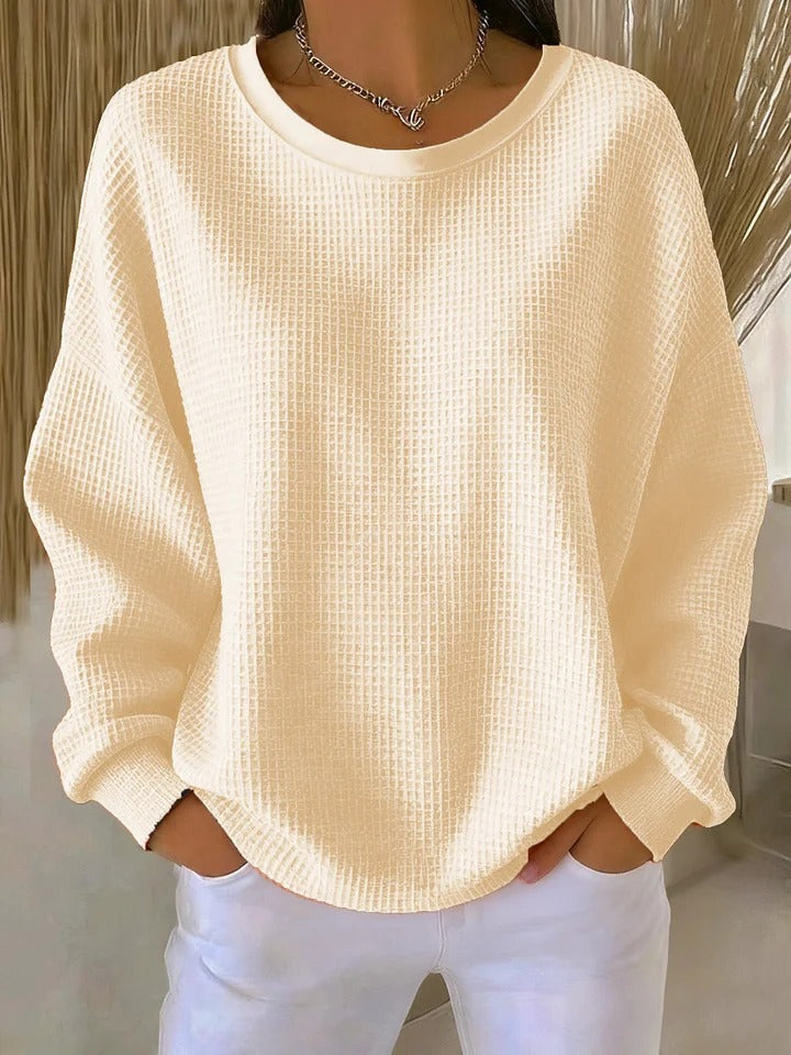 Women's Refined Oversized Crewneck Ribbed Knit Sweater
