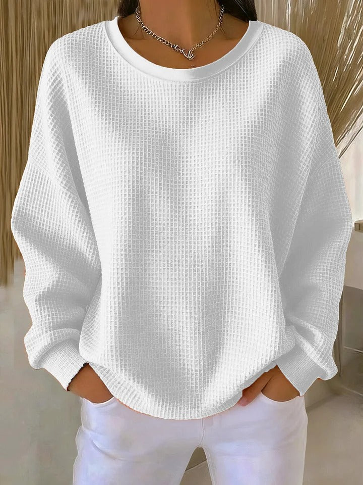 Women's Refined Oversized Crewneck Ribbed Knit Sweater