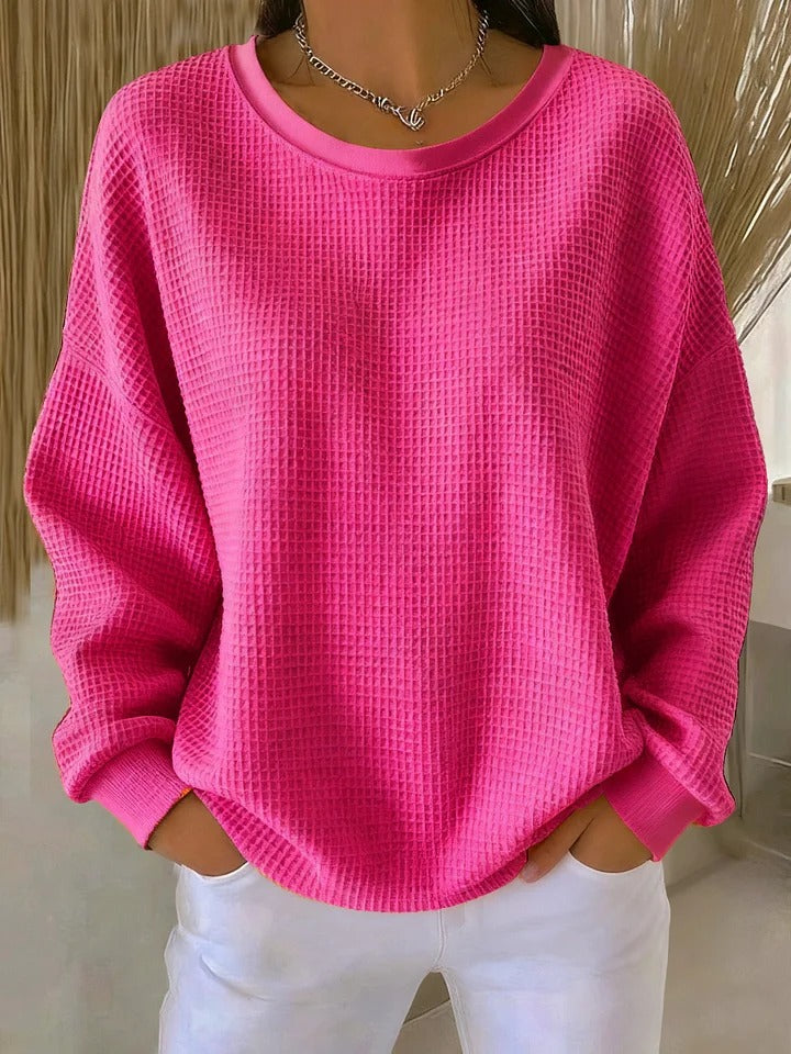 Women's Refined Oversized Crewneck Ribbed Knit Sweater