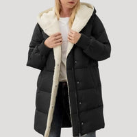 Women's Cosy Quilted Sherpa-Lined Puffer Jacket with Zip-Up Front