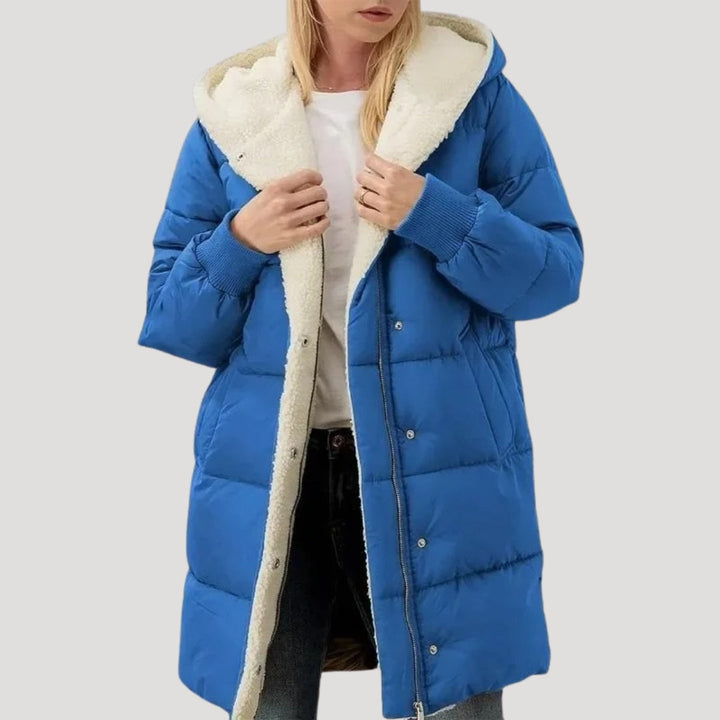 Women's Cosy Quilted Sherpa-Lined Puffer Jacket with Zip-Up Front