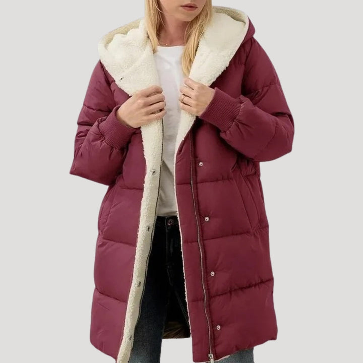 Women's Cosy Quilted Sherpa-Lined Puffer Jacket with Zip-Up Front