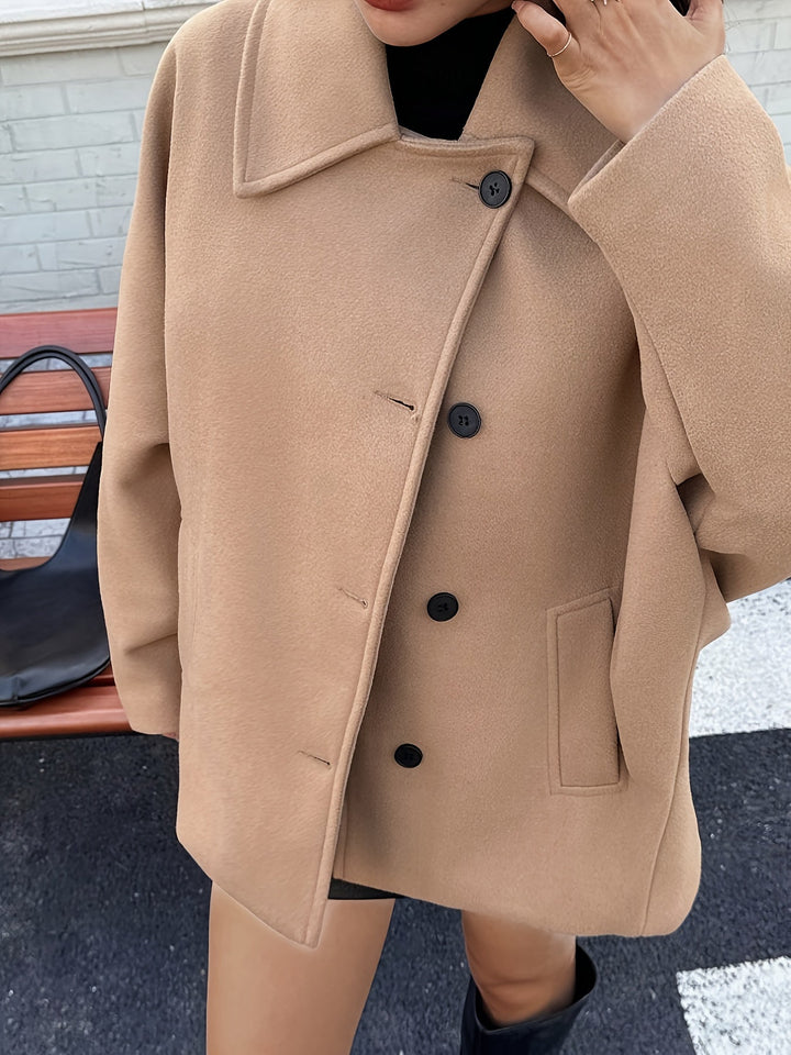 Women's Classic Khaki Wool Pea Coat