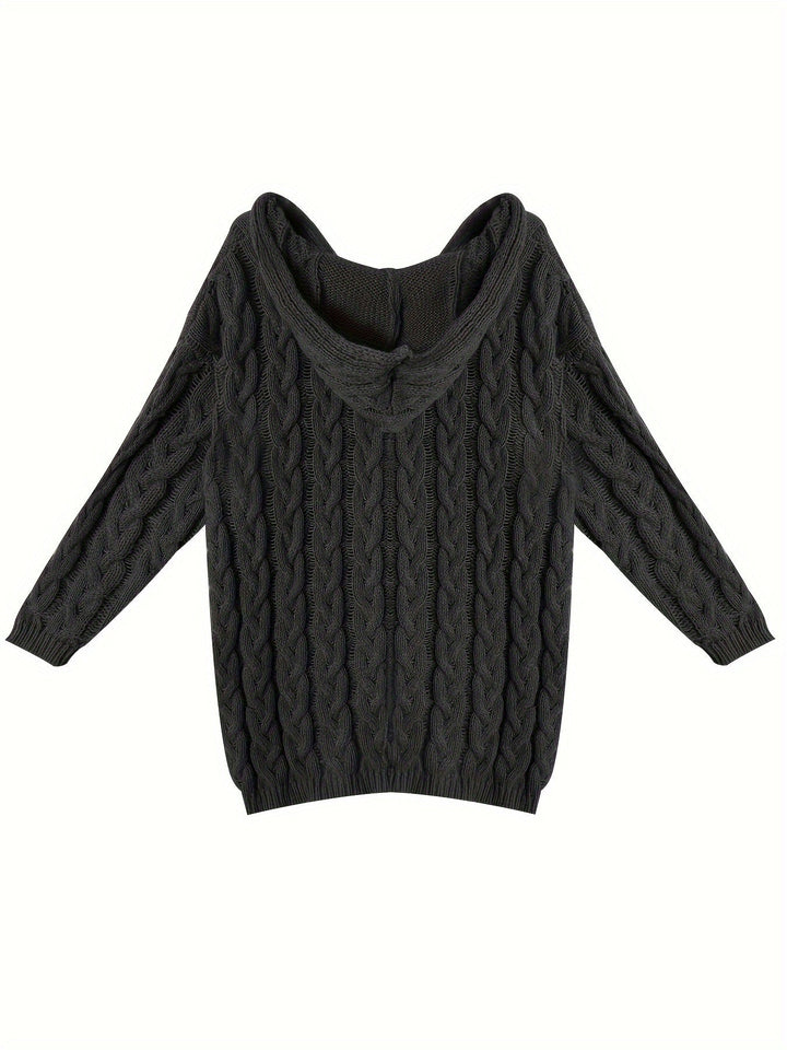 Women's Relaxed Cable Knit V-Neck Sweater