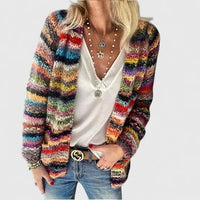 Women's Colorful Chunky Knit Cardigan with Open Front
