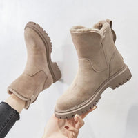 Women's Stunning Suede Platform Ankle Boots with Side Zip and Faux Fur Lining