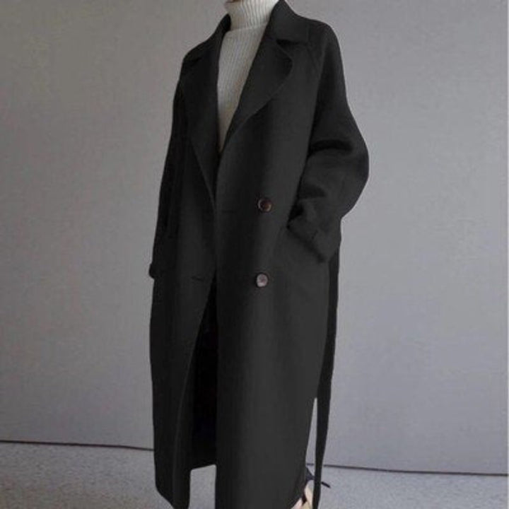 Cashmere Blend Winter Coat for Women in Black
