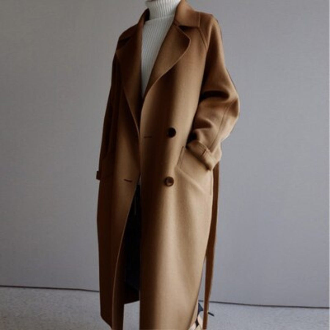 Cashmere Blend Winter Coat for Women in Caramel
