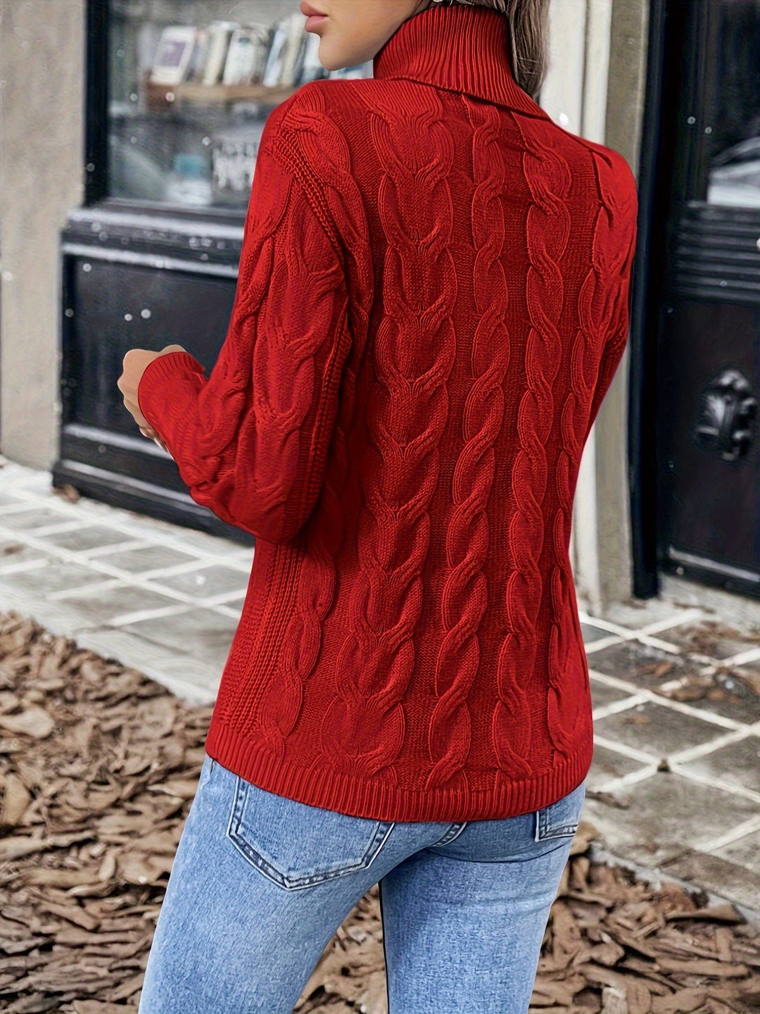 Women's Smart Cable Knit Turtleneck Sweater