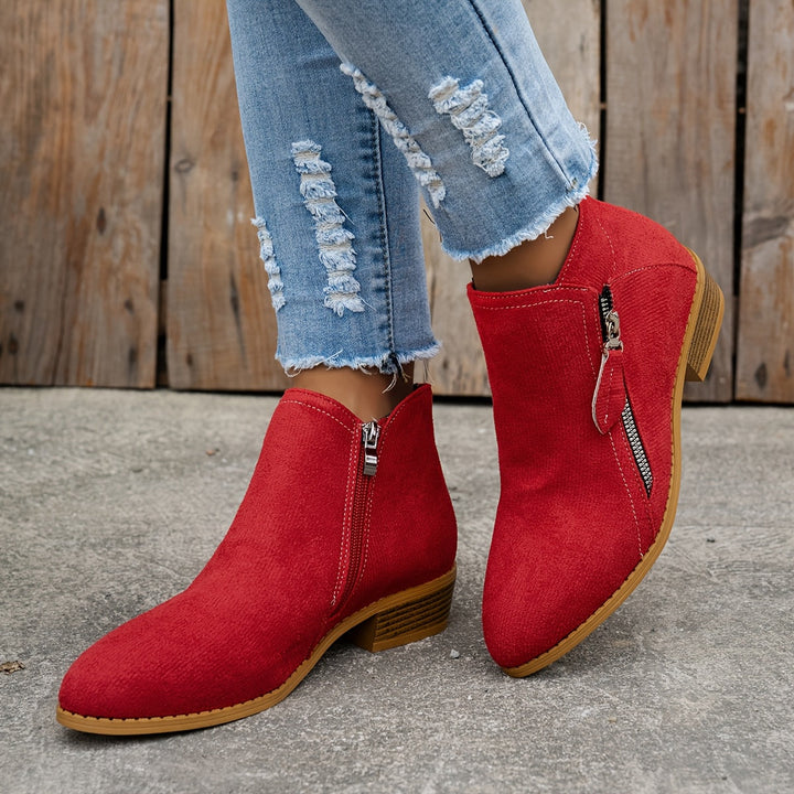 Women's Lovely Suede Ankle Boots with Block Heels