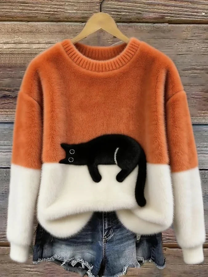 Cozy Women's Oversized Sweater for Winter Days in Orange