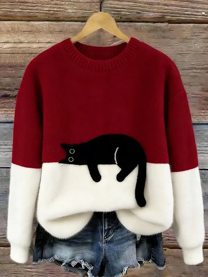 Cozy Women's Oversized Sweater for Winter Days in Red