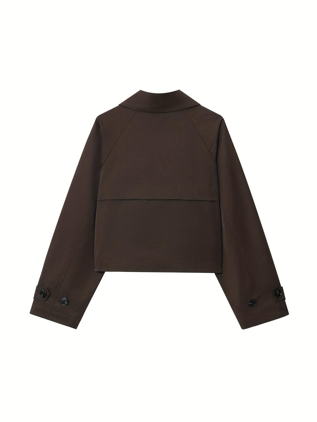 Women's Elegant Double-Breasted Brown Pea Coat