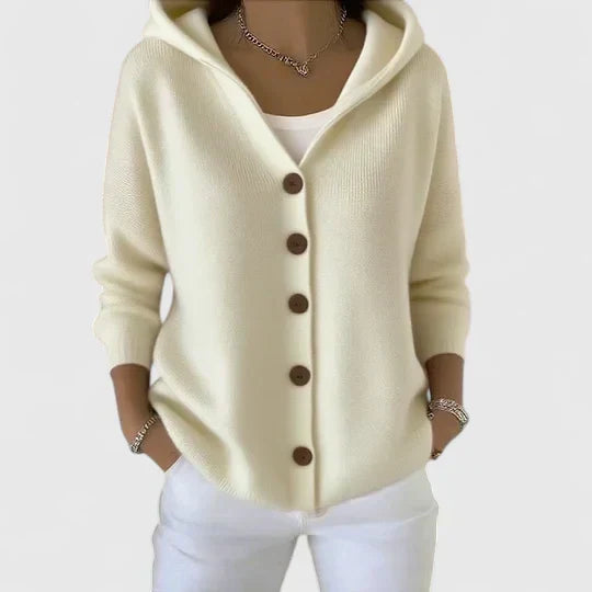 Women's Effortless Long Hooded Knit Cardigan