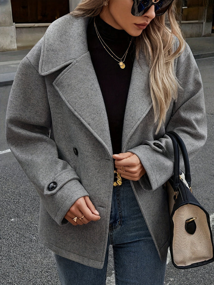 Women's Vintage-Inspired Double-Breasted Wool Pea Coat
