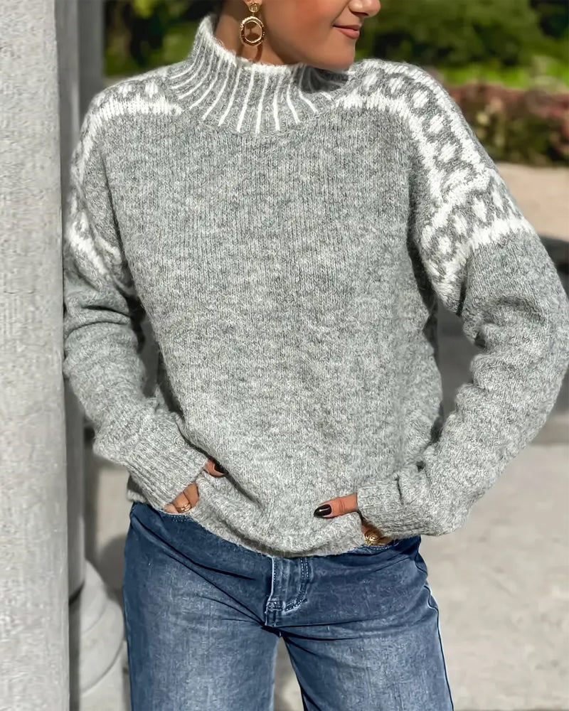 Women's Cosy Turtleneck Fair Isle Knit Sweater