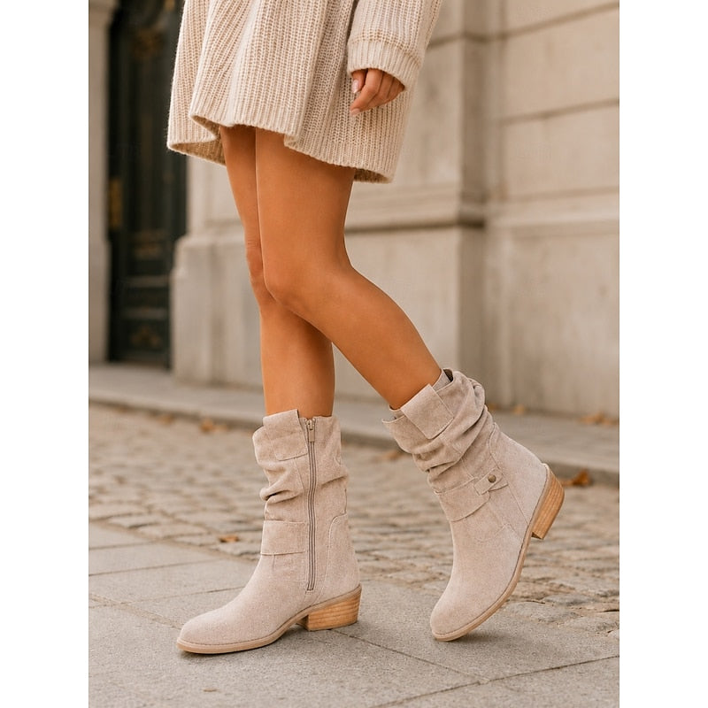 Women's Effortless Suede Ankle Boots with Block Heel
