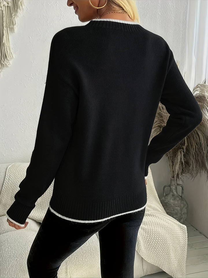 Women's Cosy Christmas Knit Oversized Sweater with Crewneck