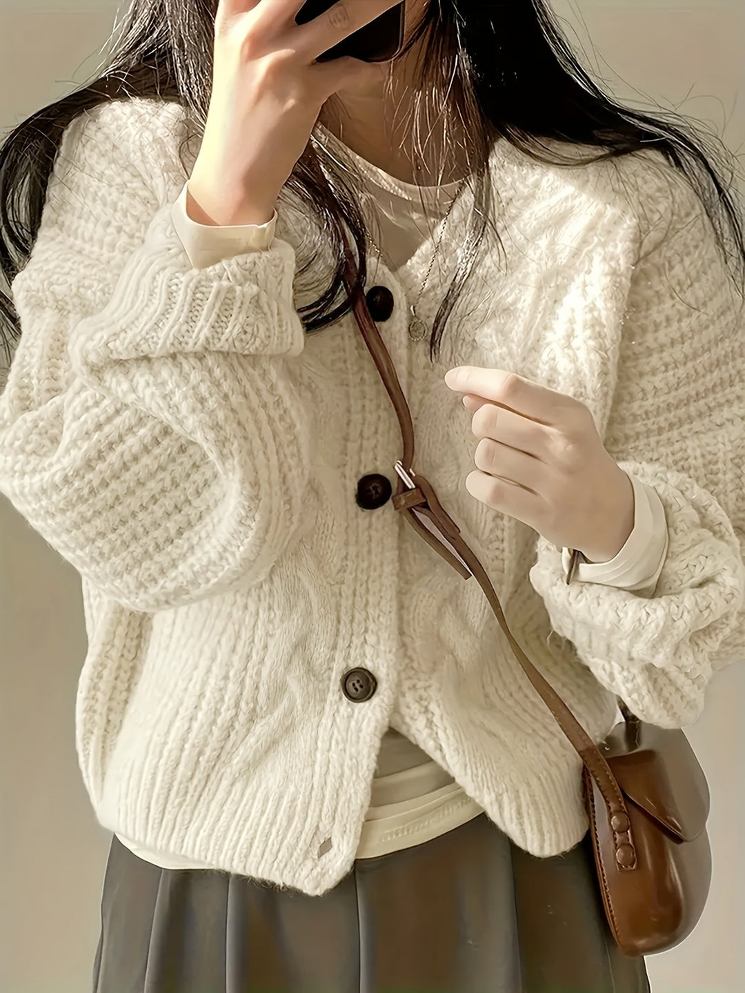 Women's Vintage-Inspired Cable Knit Cardigan
