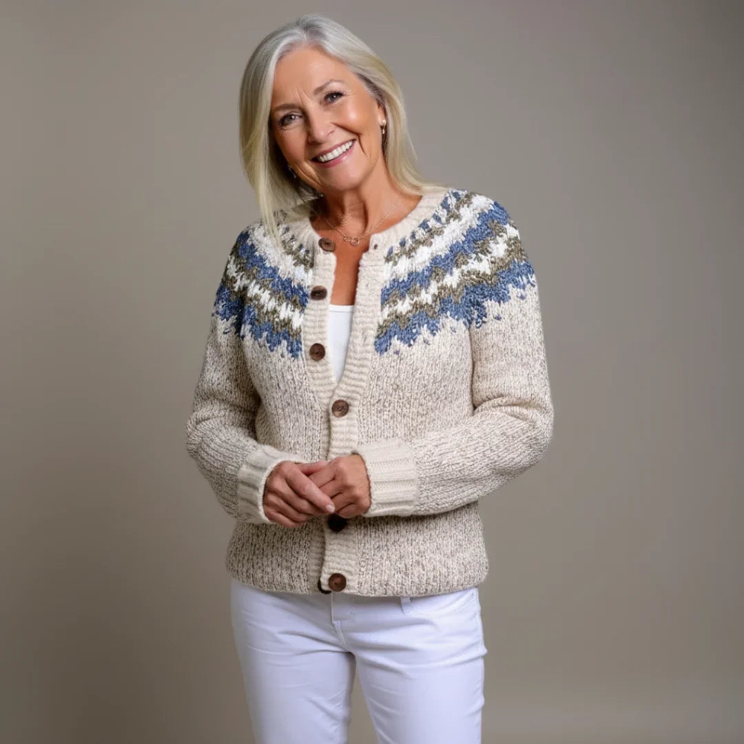 Durable Hand-Knit Women's Sweater in Natural Yarn