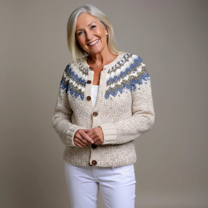 Durable Hand-Knit Women's Sweater in Natural Yarn