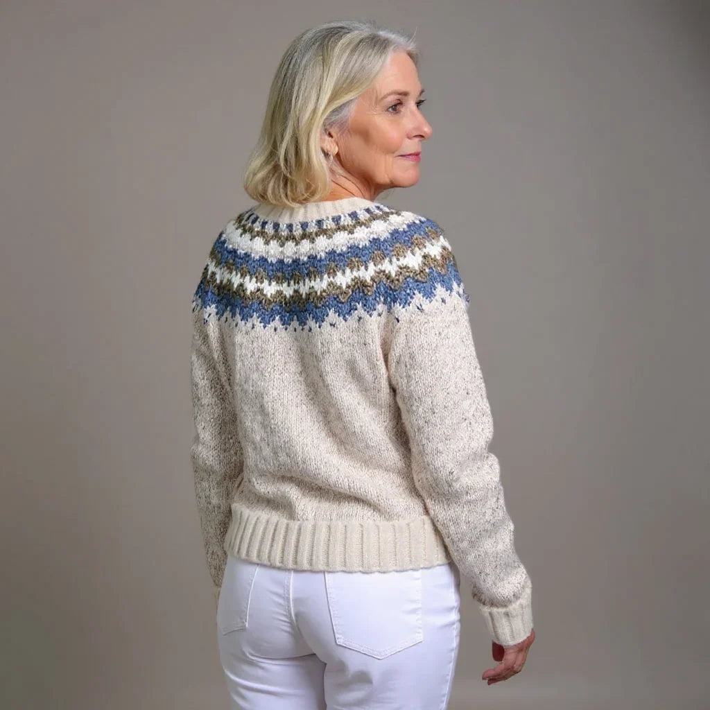 Durable Hand-Knit Women's Sweater in Natural Yarn (2)