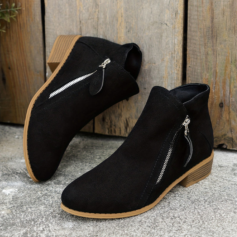 Women's Lovely Suede Ankle Boots with Block Heels