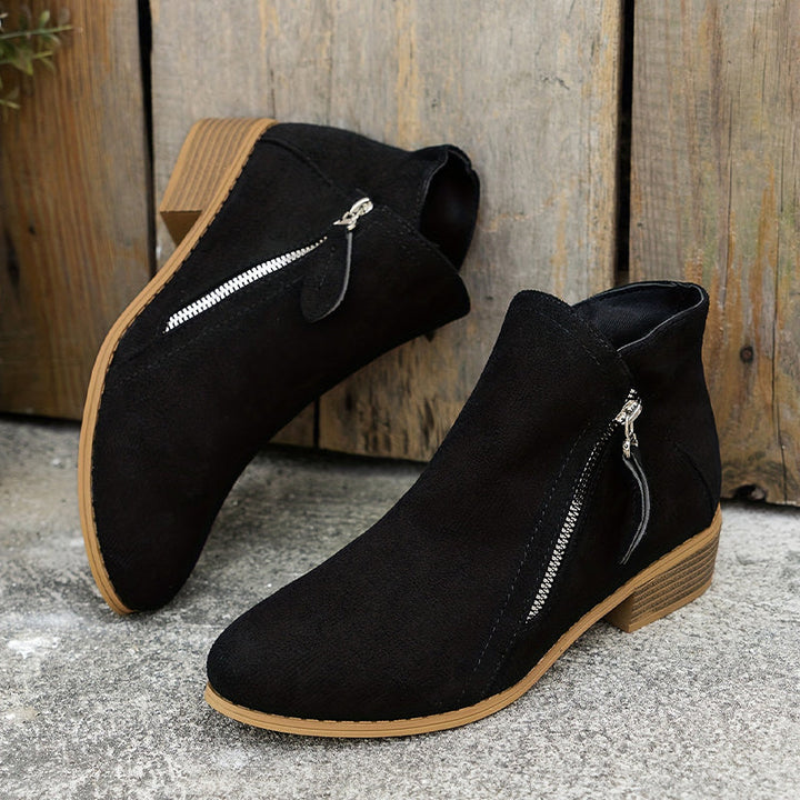 Women's Lovely Suede Ankle Boots with Block Heels