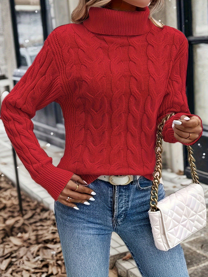 Women's Smart Cable Knit Turtleneck Sweater