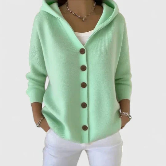 Women's Effortless Long Hooded Knit Cardigan