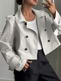 Women's Relaxed Double Breasted Cropped Pea Coat