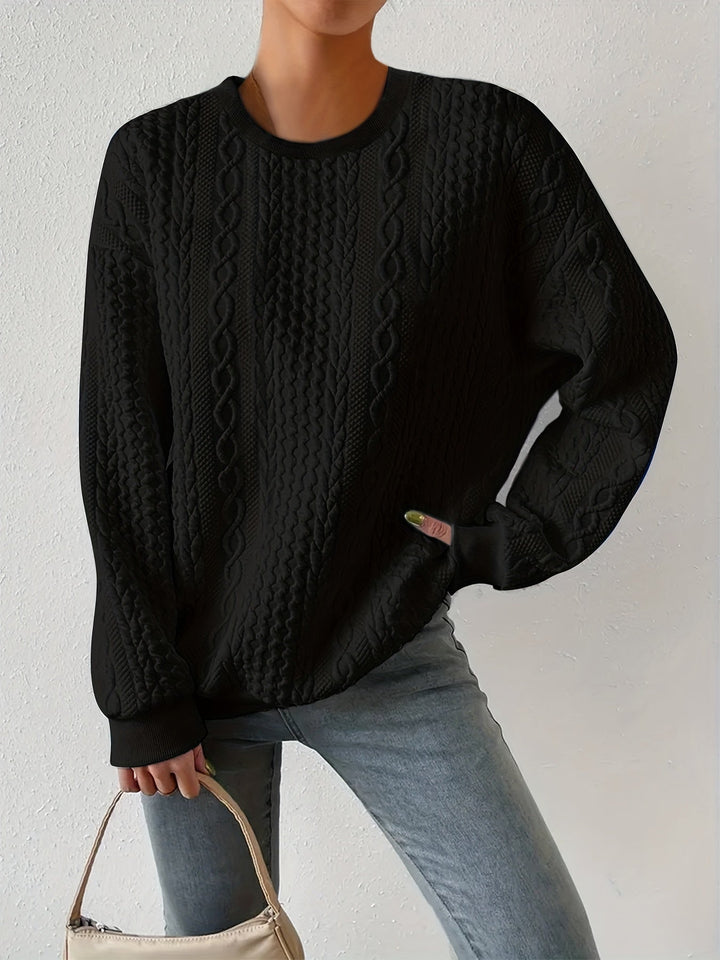 Women's Lightweight Cable Knit Crewneck Sweatshirt