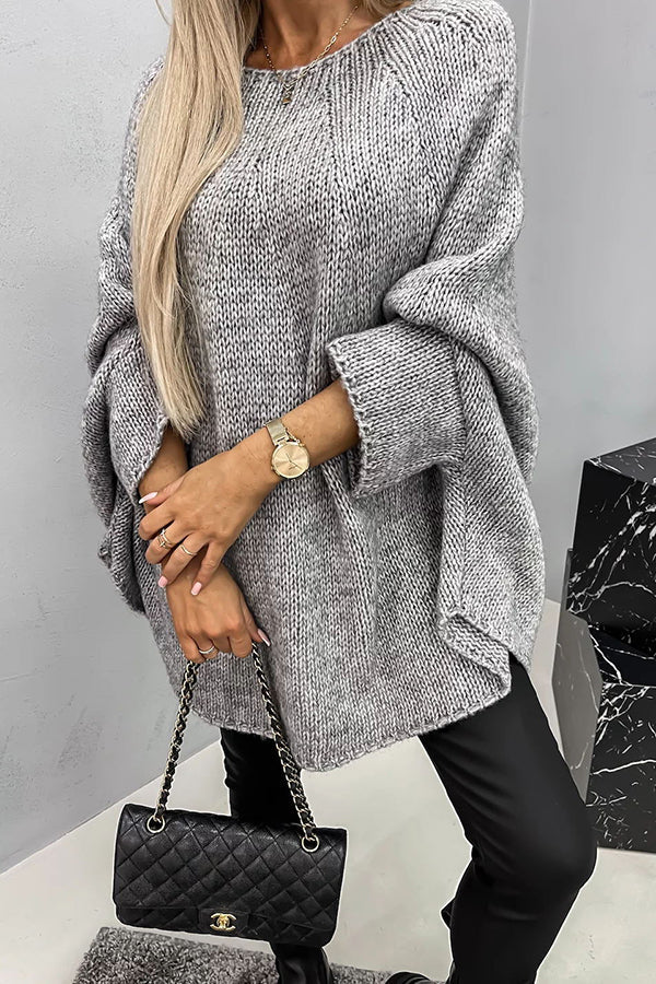 Women's Sophisticated Oversized Chunky Knit Crewneck Sweater