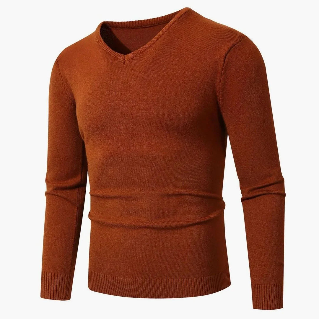 Fine-Knit Men's Christmas Sweater in Slim Fit in Karamell