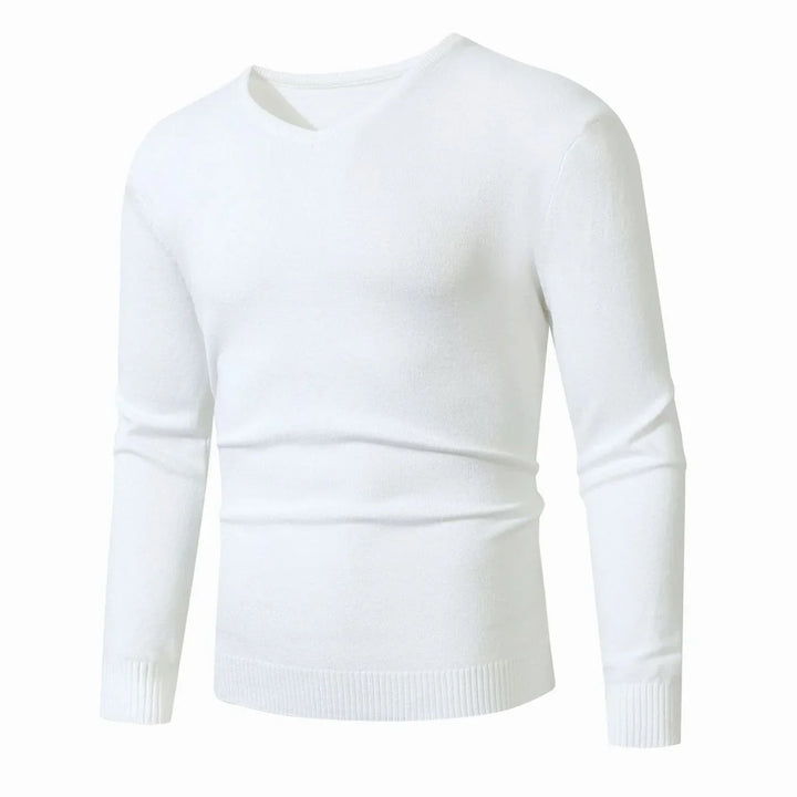 Fine-Knit Men's Christmas Sweater in Slim Fit in White