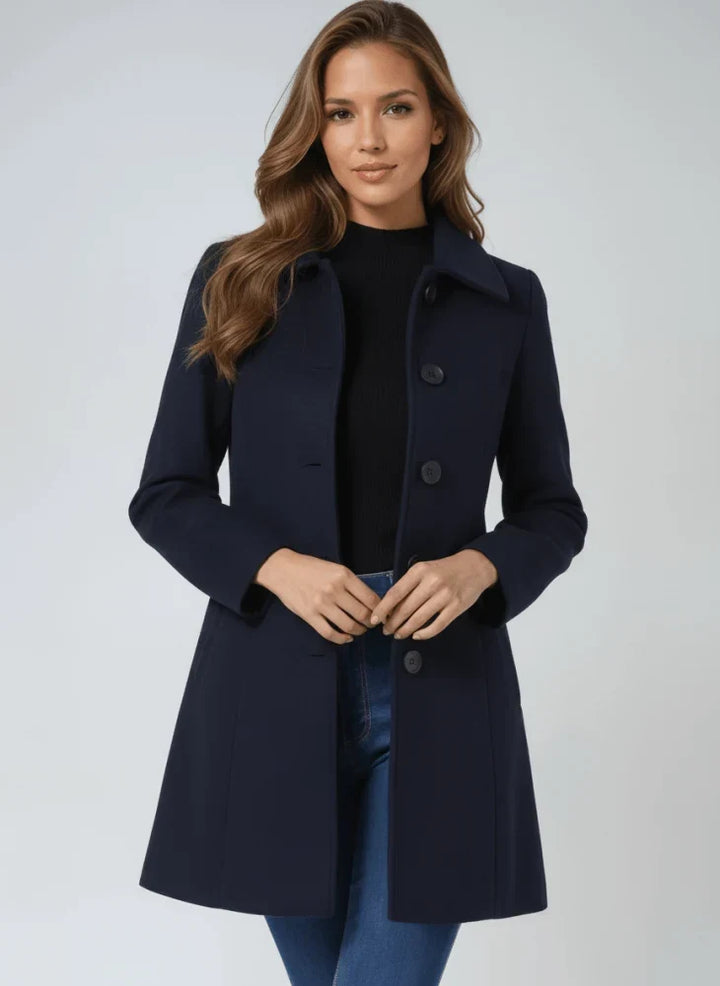Women's Versatile Long Coat with Button-Front Closure